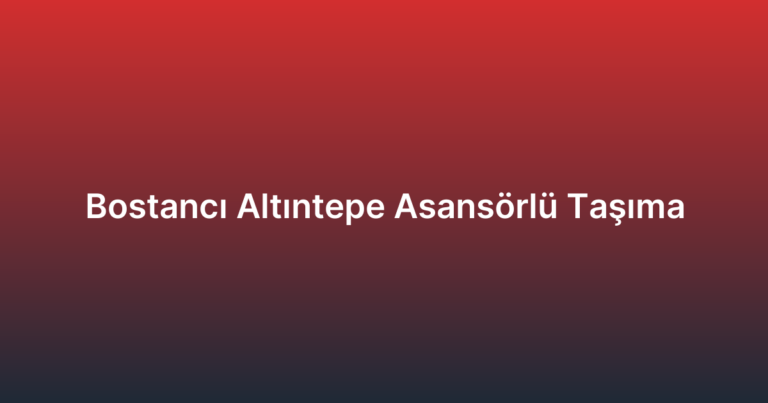 Bostancı Altıntepe Asansörlü Taşıma