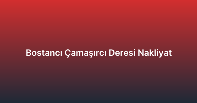 Bostancı Çamaşırcı Deresi Nakliyat
