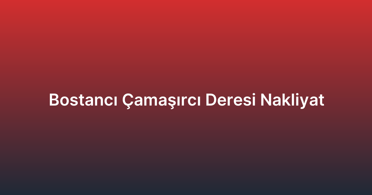 Bostancı Çamaşırcı Deresi Nakliyat