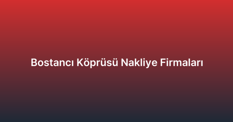 Bostancı Köprüsü Nakliye Firmaları