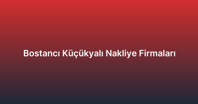 Bostancı Küçükyalı Nakliye Firmaları