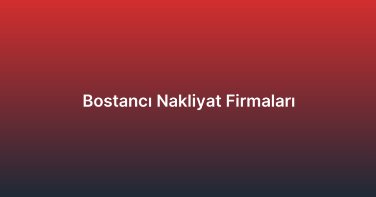 Bostancı Nakliyat Firmaları