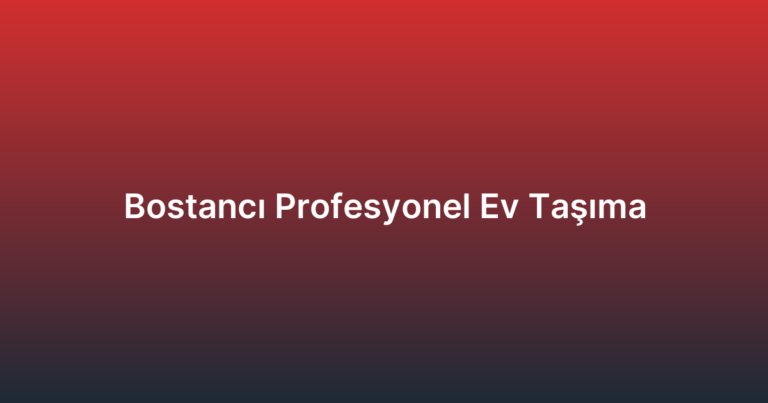 Bostancı Profesyonel Ev Taşıma