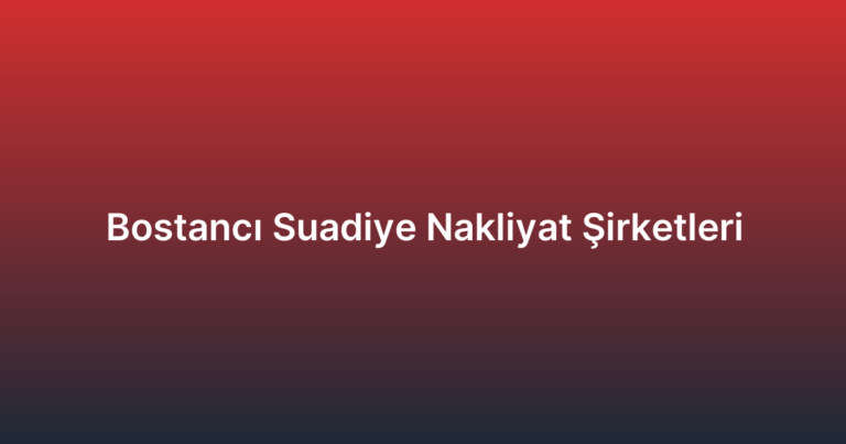 Bostancı Suadiye Nakliyat Şirketleri