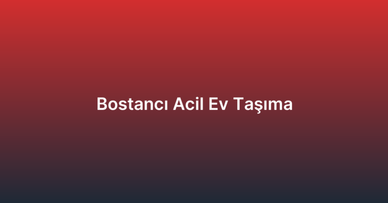 Bostancı Acil Ev Taşıma