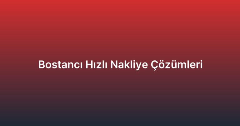 Bostancı Hızlı Nakliye Çözümleri
