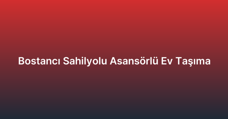 Bostancı Sahilyolu Asansörlü Ev Taşıma