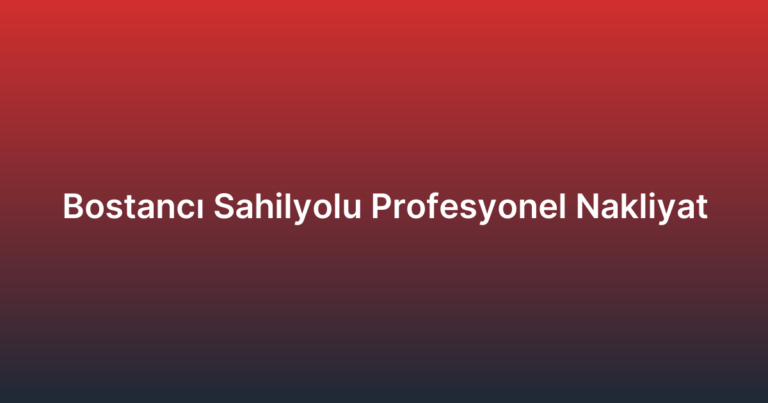 Bostancı Sahilyolu Profesyonel Nakliyat