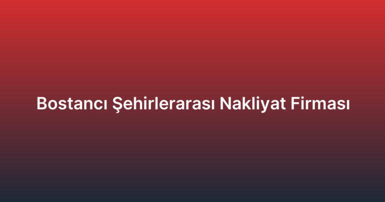 Bostancı Şehirlerarası Nakliyat Firması