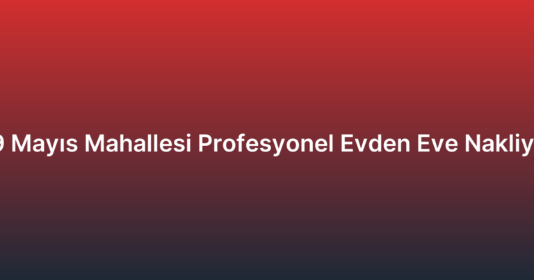 19 Mayıs Mahallesi Profesyonel Evden Eve Nakliyat