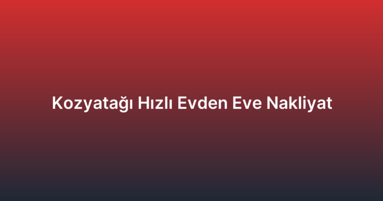 Kozyatağı Hızlı Evden Eve Nakliyat