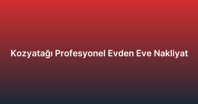 Kozyatağı Profesyonel Evden Eve Nakliyat