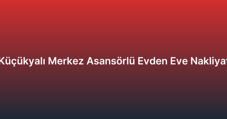 Küçükyalı Merkez Asansörlü Evden Eve Nakliyat