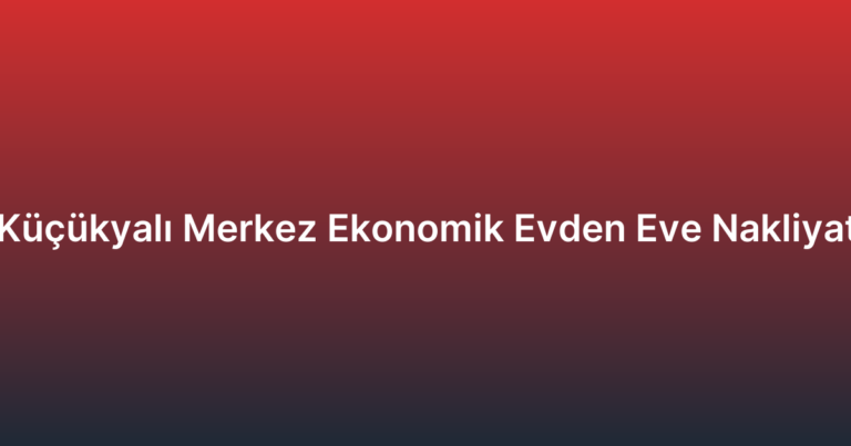 Küçükyalı Merkez Ekonomik Evden Eve Nakliyat
