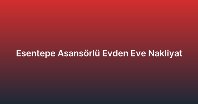 Esentepe Asansörlü Evden Eve Nakliyat
