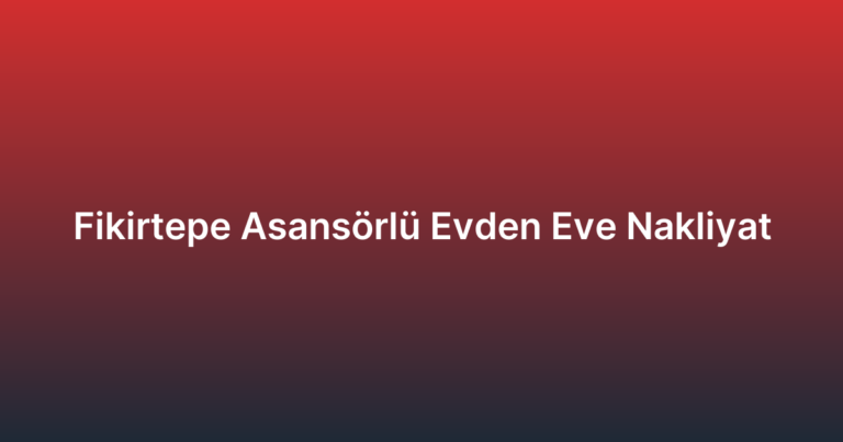 Fikirtepe Asansörlü Evden Eve Nakliyat