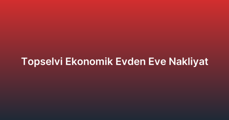 Topselvi Ekonomik Evden Eve Nakliyat
