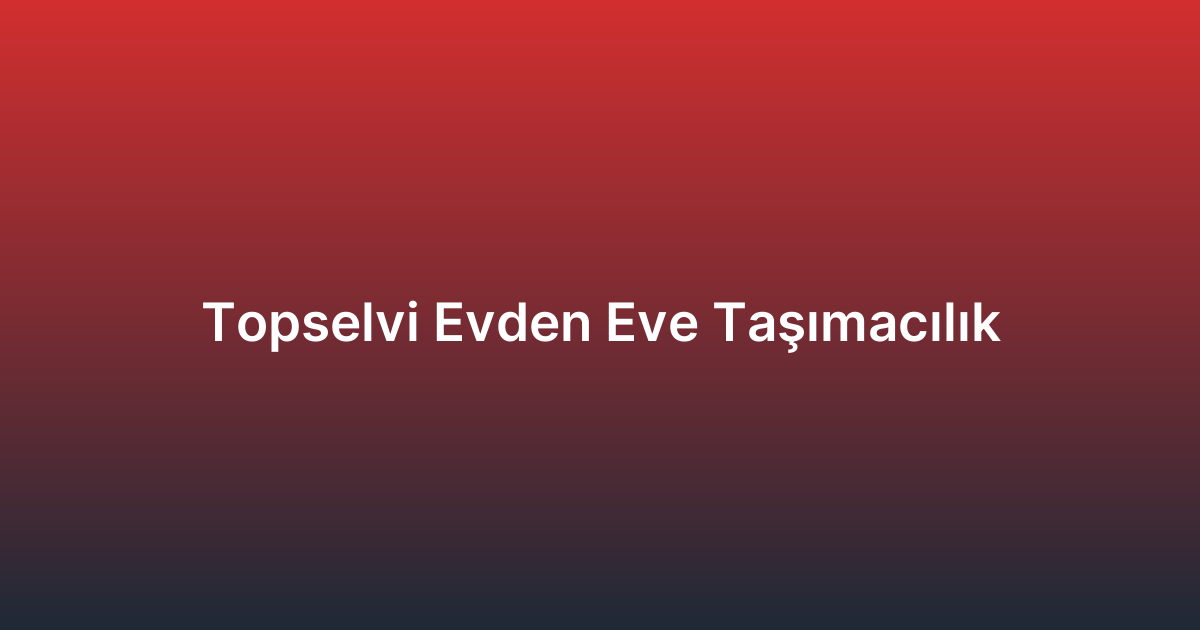 Topselvi Evden Eve Taşımacılık