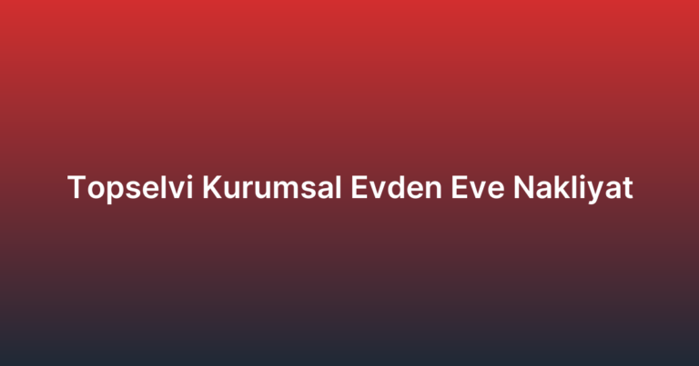 Topselvi Kurumsal Evden Eve Nakliyat