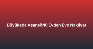 Büyükada Asansörlü Evden Eve Nakliyat
